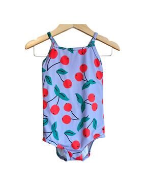 Hanna Andersson Purple Cherry Print One-Piece Swimsuit Size 90 / 3T